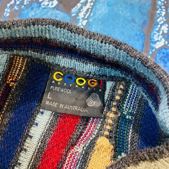 Vintage 90’s COOGI Biggie Sweater size L multi color knit wool Australian Sweaters